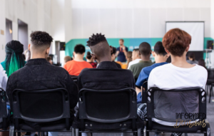Students sitting in a classroom