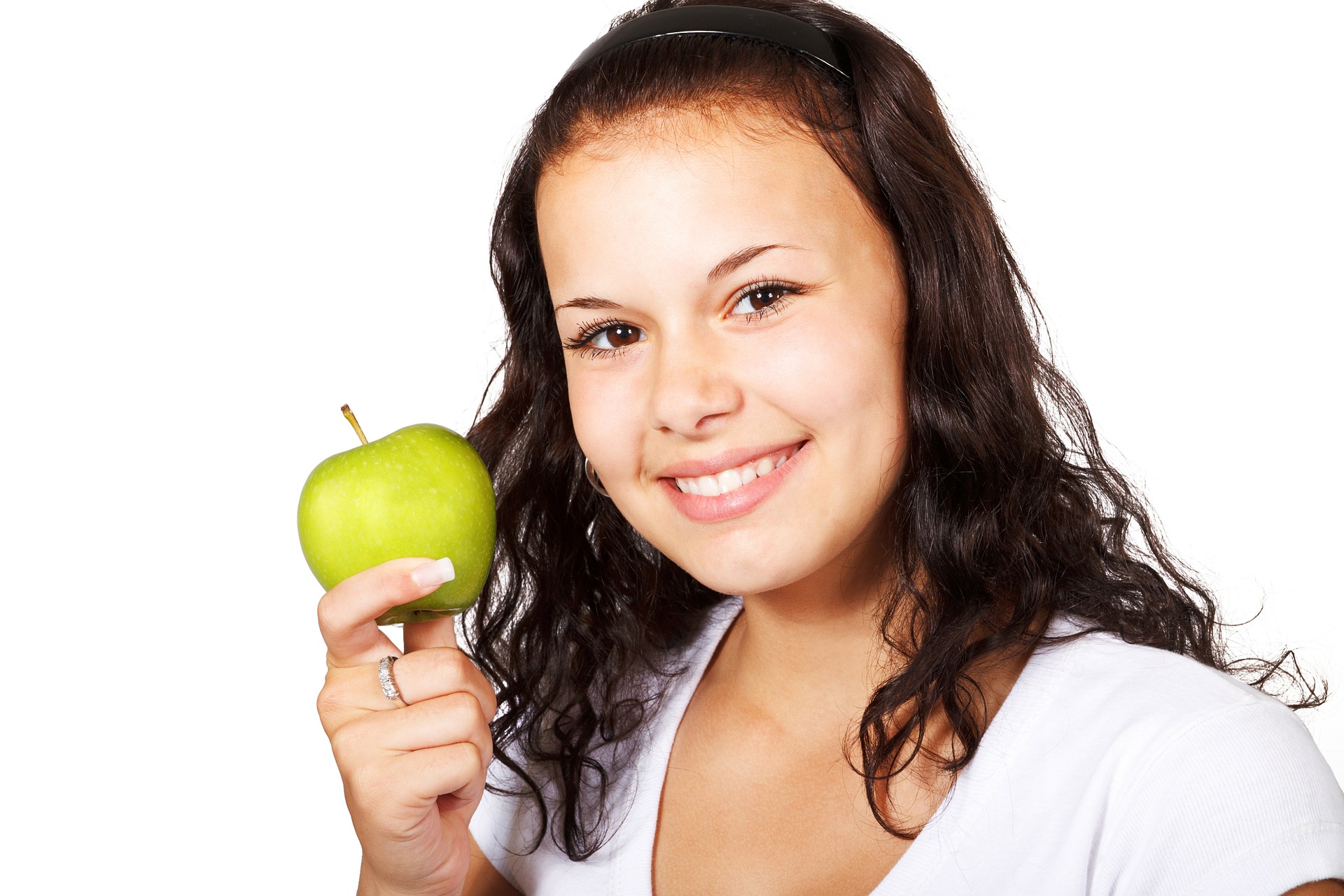 Teen with an apple